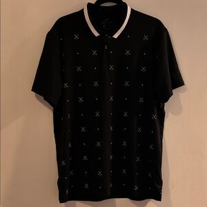 Nike Men's Black Polo with White Accents